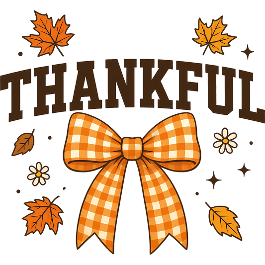Thankful Design with Autumn Leaves and Gingham Bow product