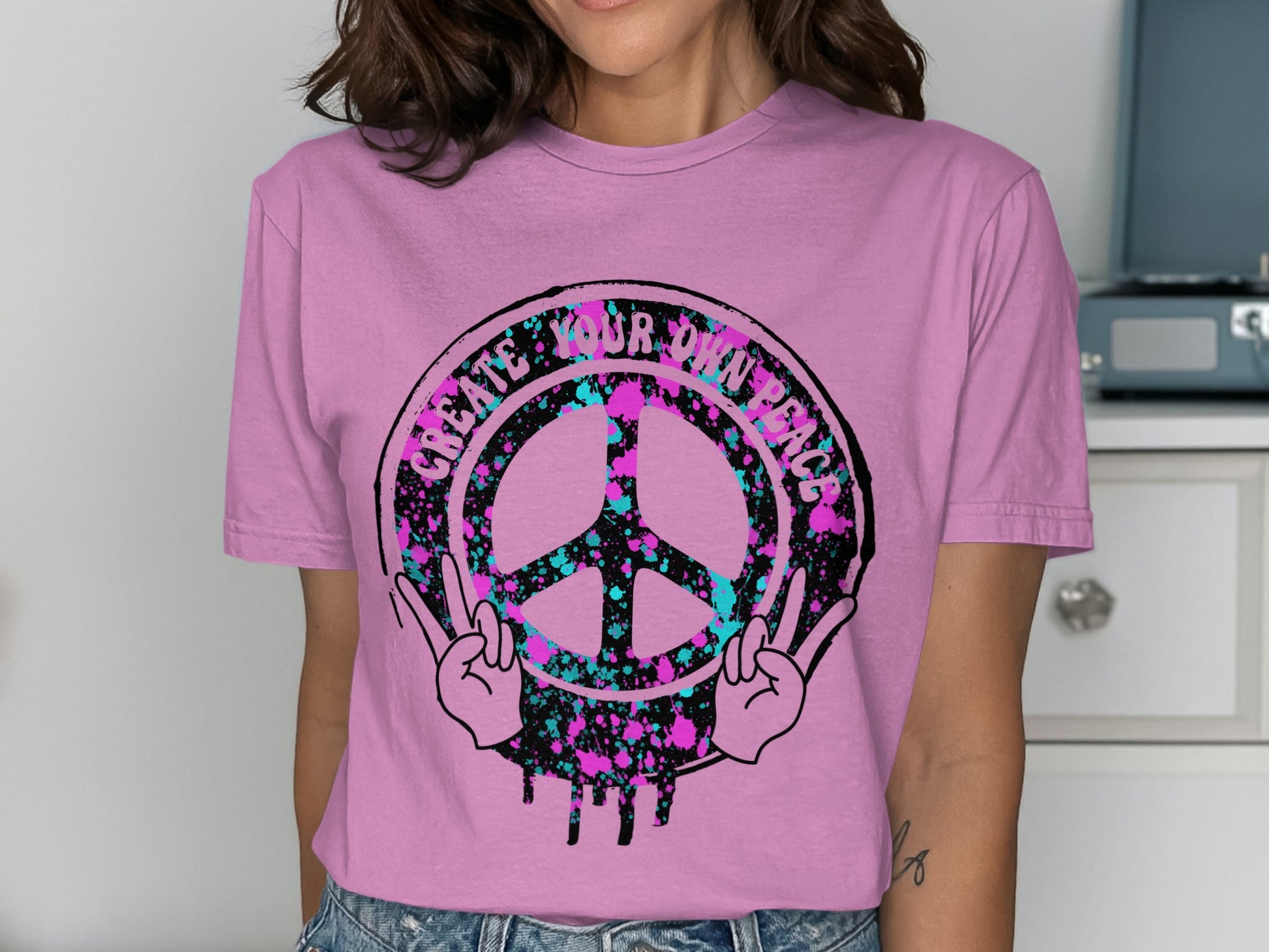 Purple Create Your Own Peace Graphic T-shirt