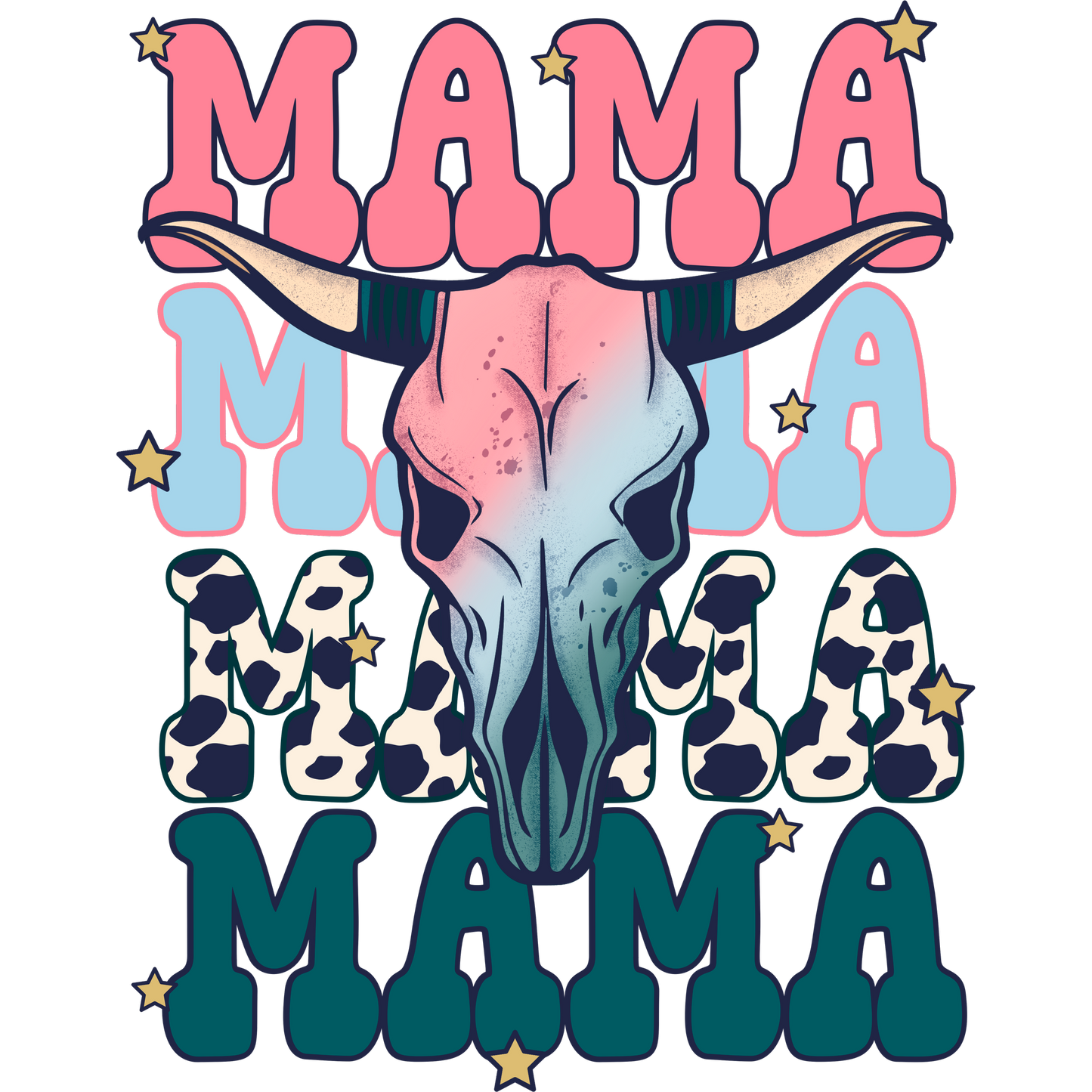 Mama Graphic Longhorn Skull Design Apparel