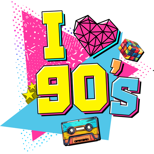 Vibrant Retro I Love 90s Nostalgia Design Product