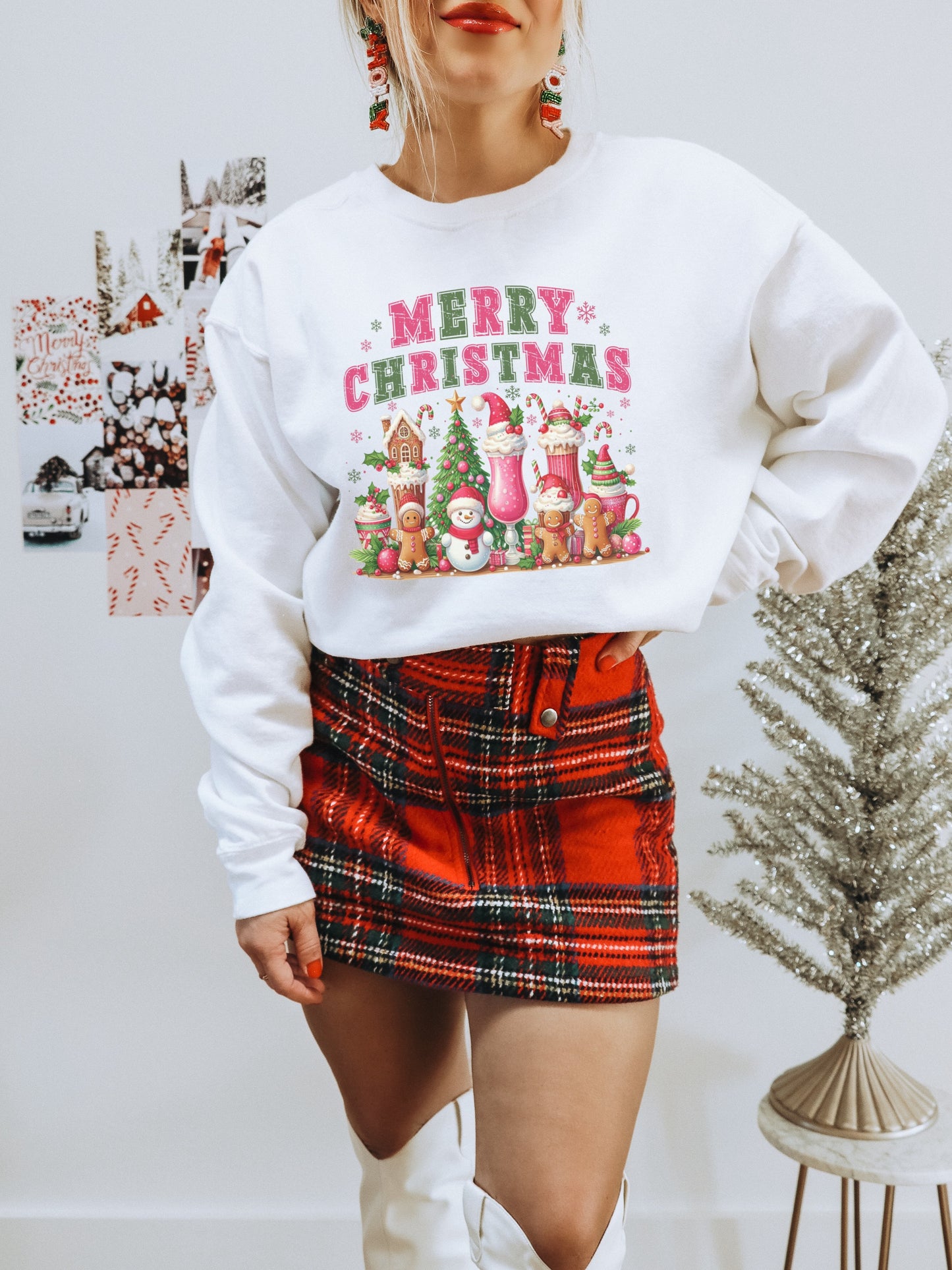 Festive Merry Christmas Holiday Graphic Sweatshirt