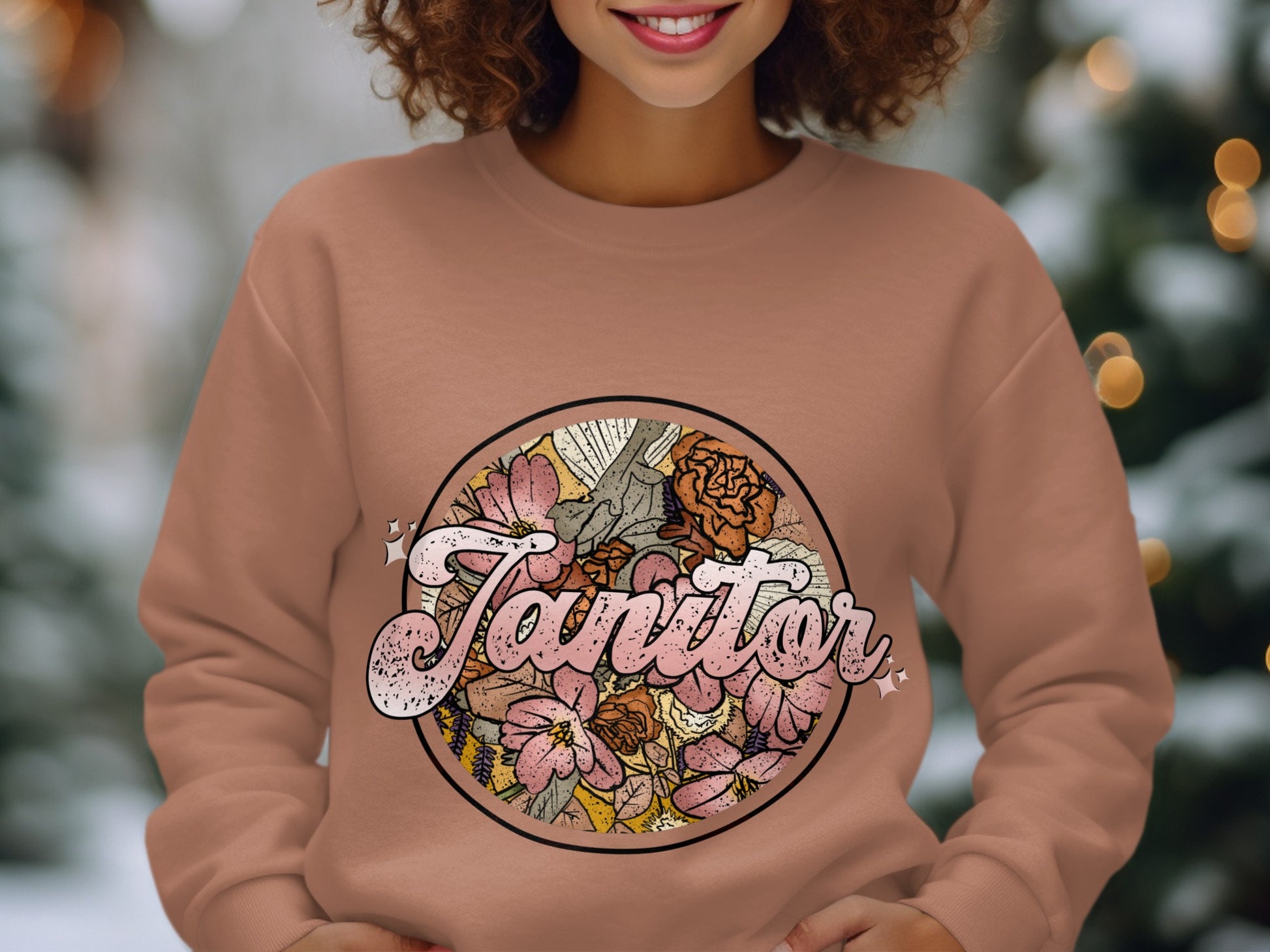 Retro Janitor Floral Design Sweatshirt Product