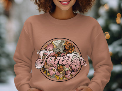 Retro Janitor Floral Design Sweatshirt Product