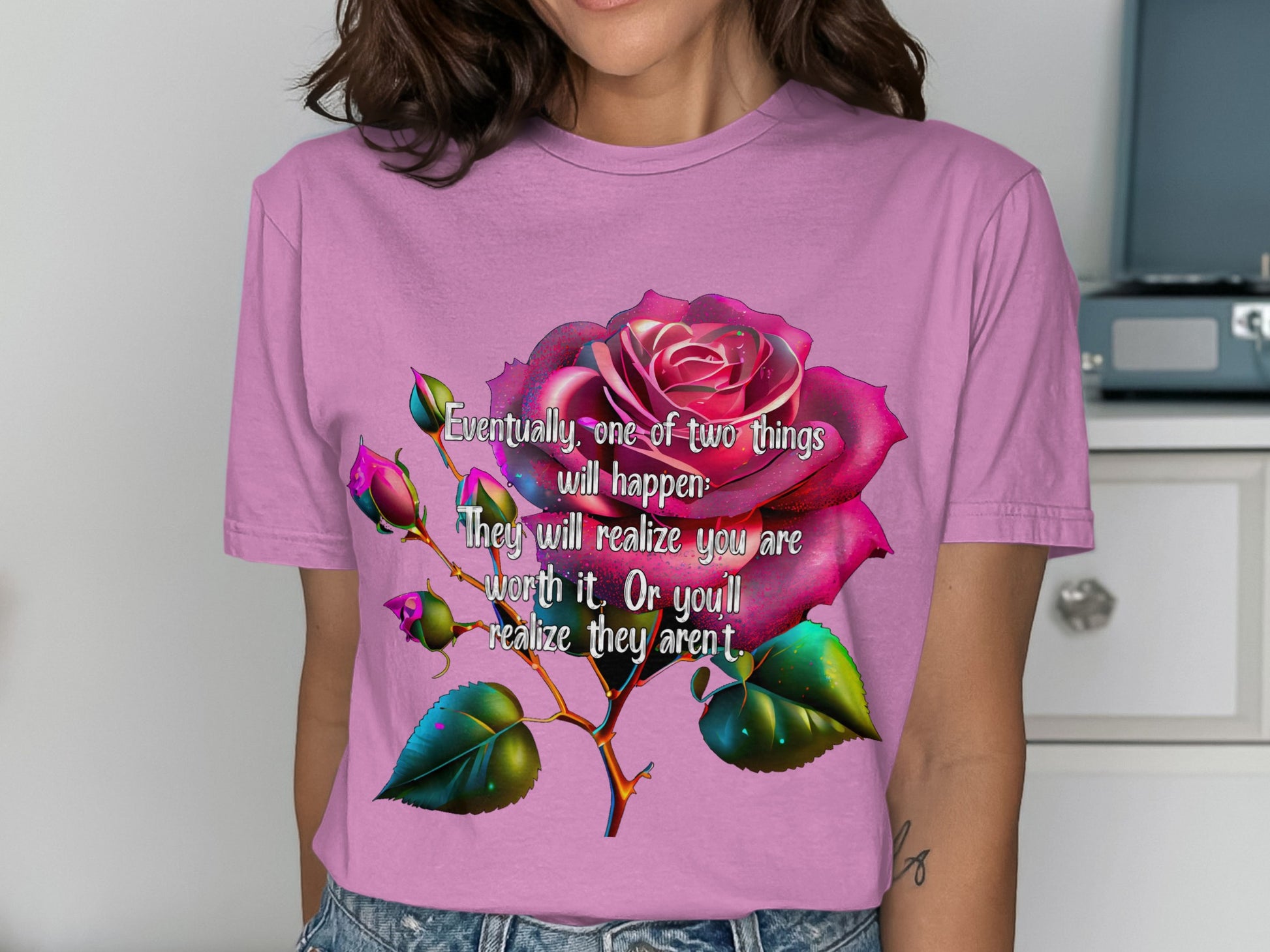 Motivational Rose Graphic Print T-shirt Statement