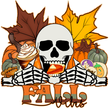 Halloween Skull with Autumn Leaves Fall Vibes Shirt