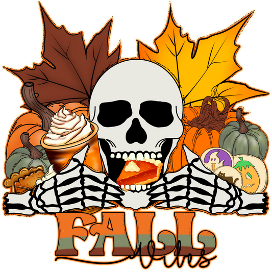 Halloween Skull with Autumn Leaves Fall Vibes Shirt
