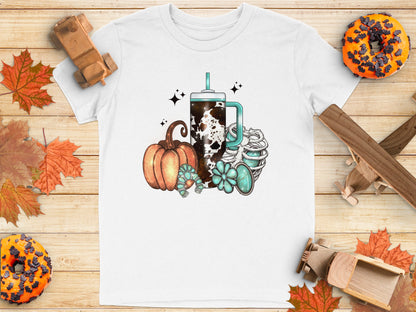 Pumpkin and Skull Themed Halloween T-shirt