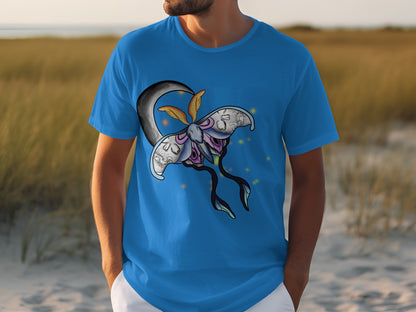 Mystical Butterfly Artwork on Blue T-shirt Product