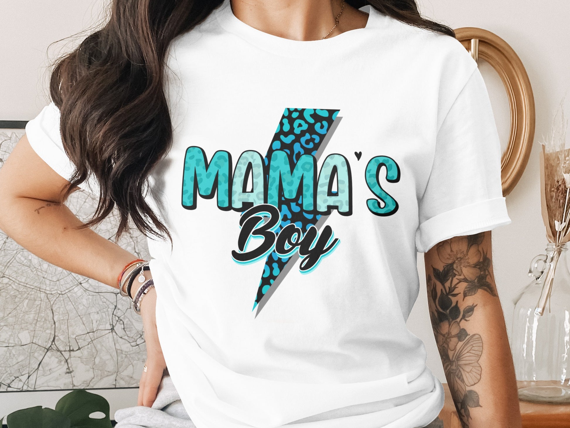 Mama's Boy Leopard Print Graphic Tee