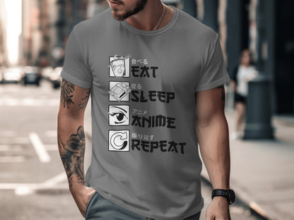 Eat Sleep Anime Repeat Graphic Tee