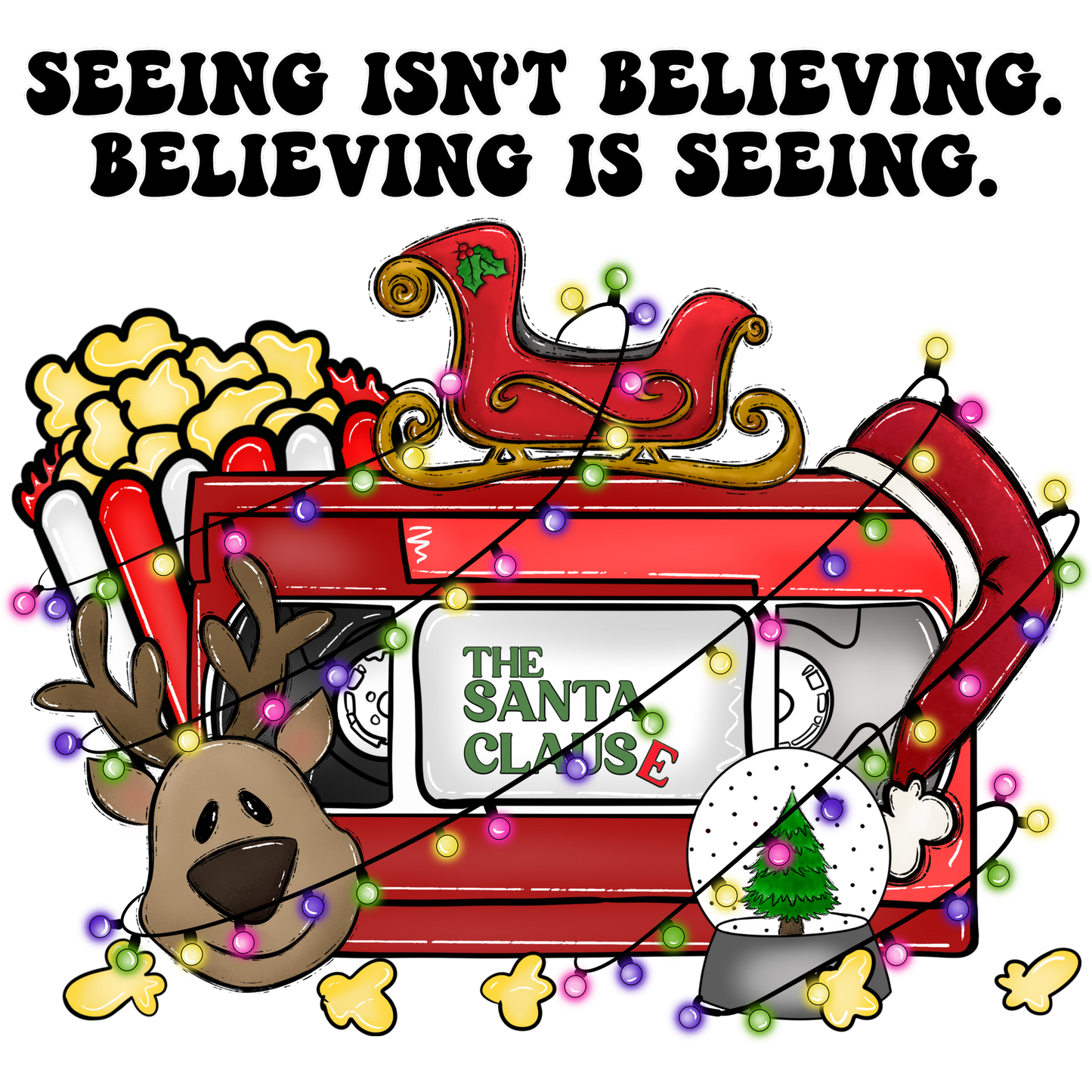 Cute Festive Holiday Reindeer Santa Sleigh design