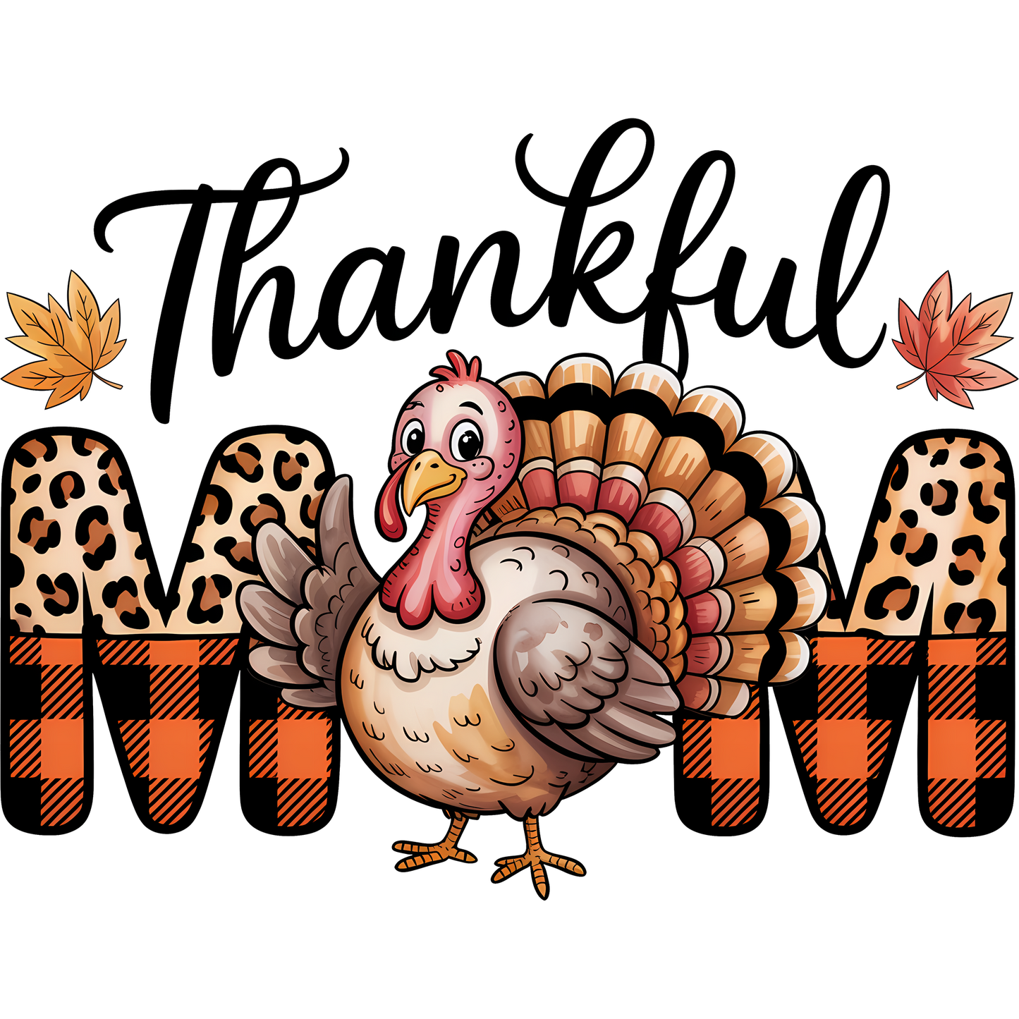 Thankful Turkey with Fall Leaves Graphic Design product