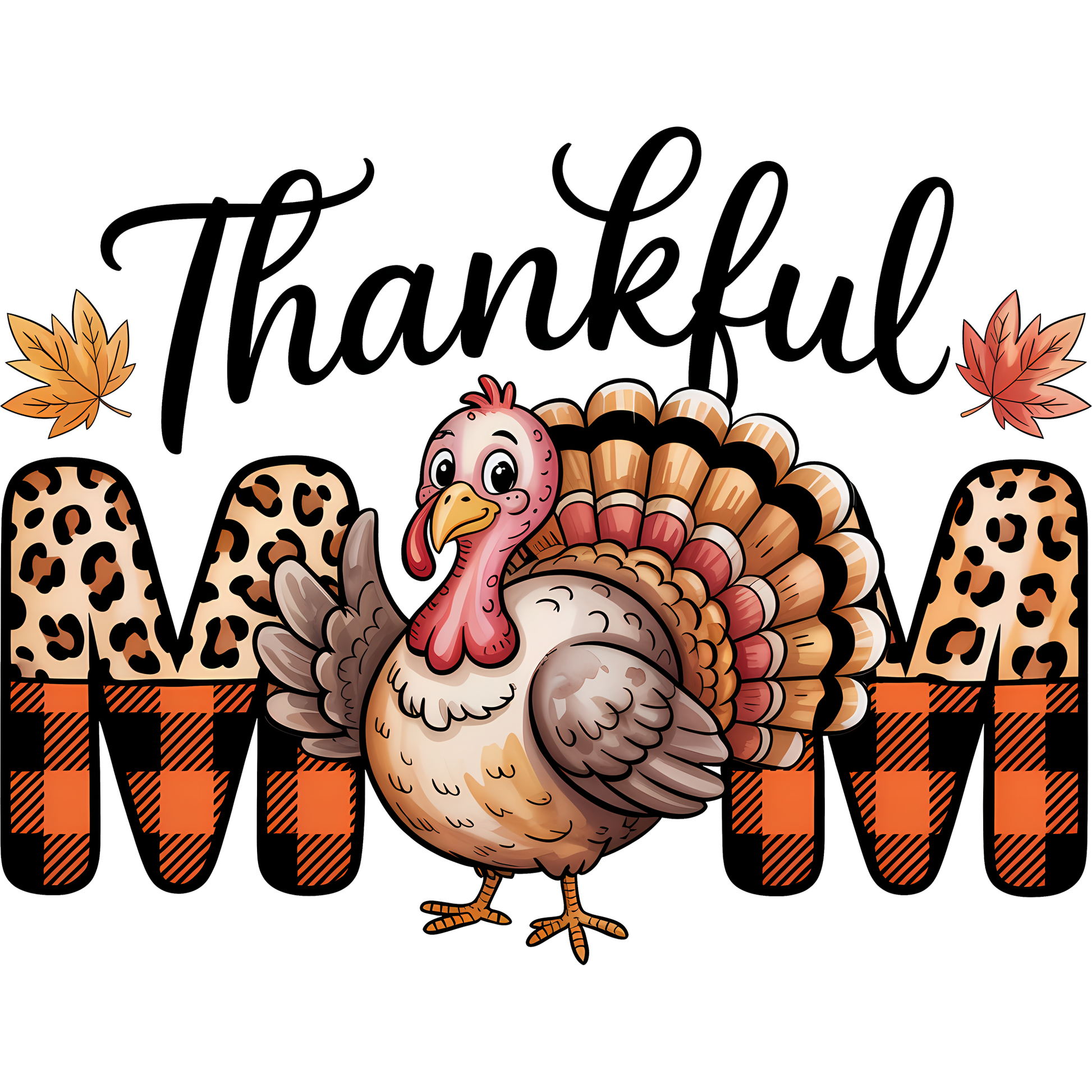 Thankful Turkey with Fall Leaves Graphic Design product