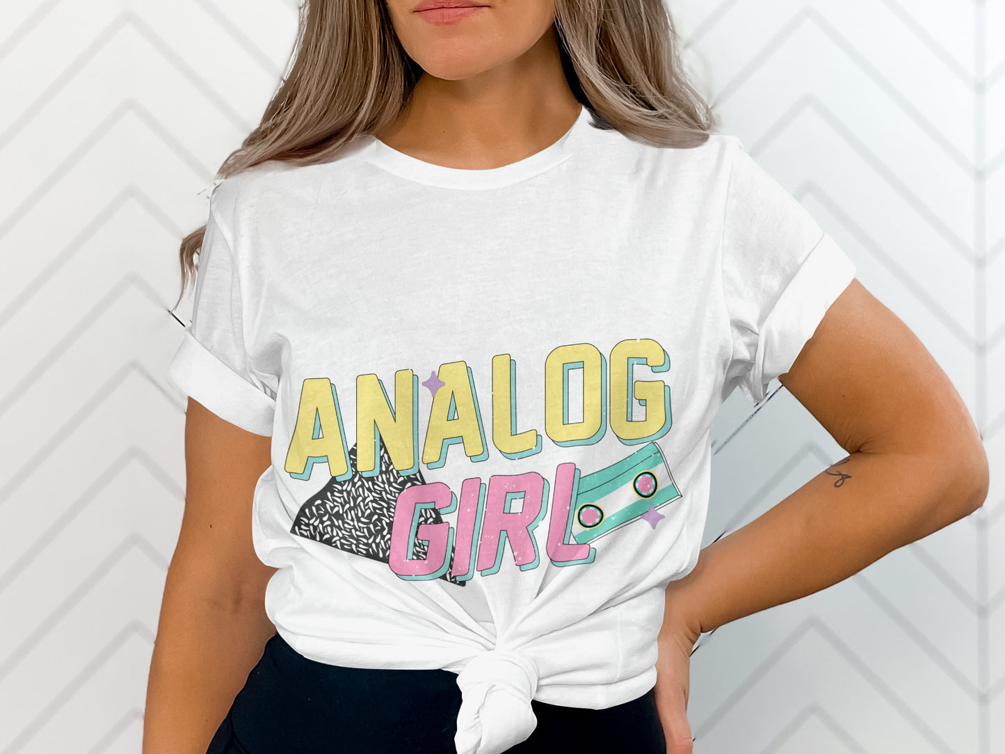 Analog Girl Graphic Tee with Bright Retro Design
