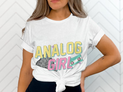 Analog Girl Graphic Tee with Bright Retro Design