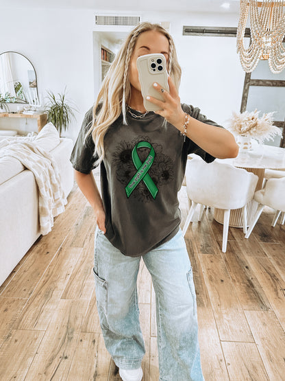 Sunflower Design Green Awareness Ribbon Graphic Shirt
