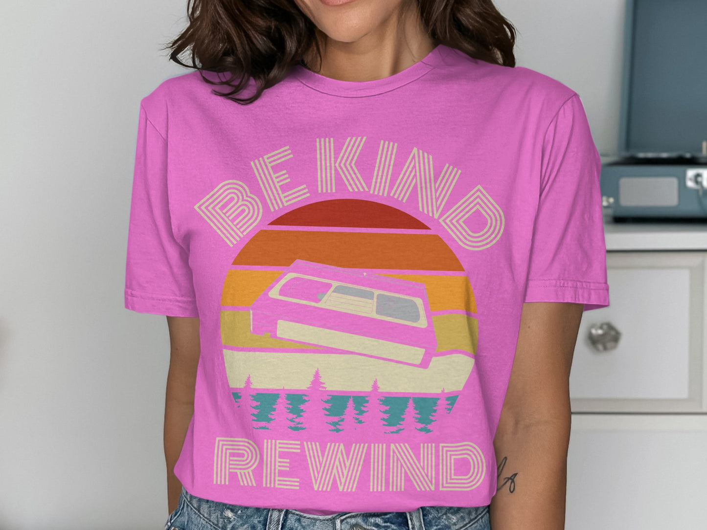 Be Kind Rewind Colorful Throwback Graphic Tee