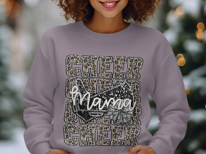 Cheer Mama Glitter Print Festive Sweatshirt