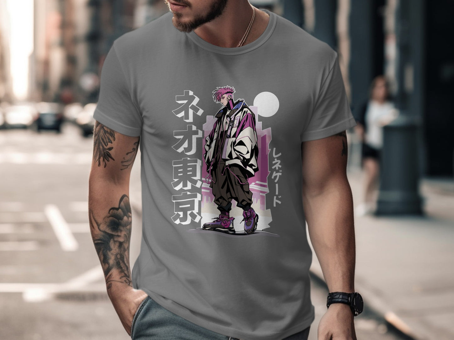 Stylish Neo Tokyo Cyberpunk Graphic Design Shirt