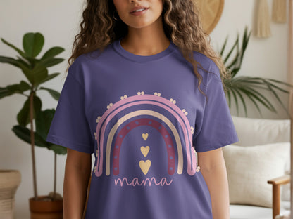 Mama Rainbow Hearts Graphic T-Shirt