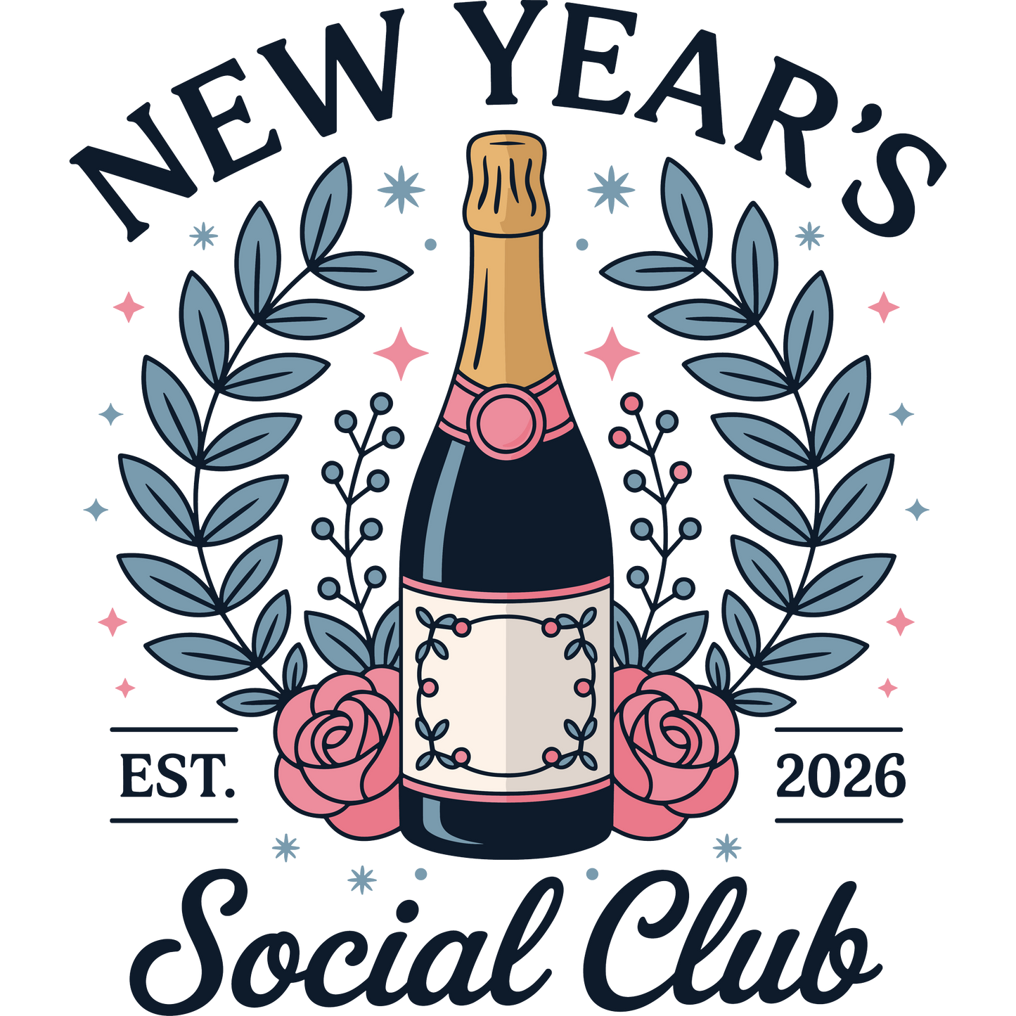 New Year's Social Club Champagne Design Graphic product