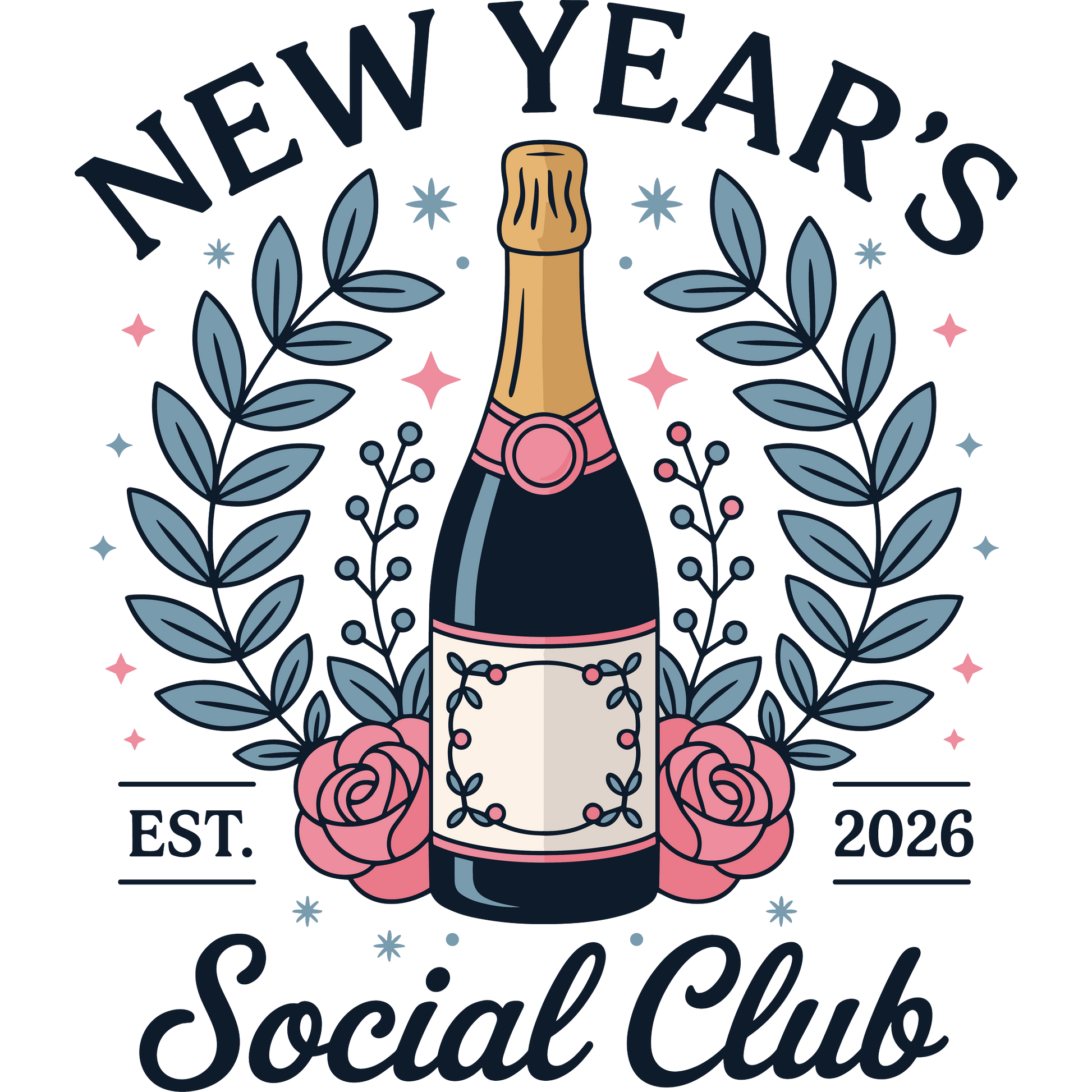 New Year's Social Club Champagne Design Graphic product