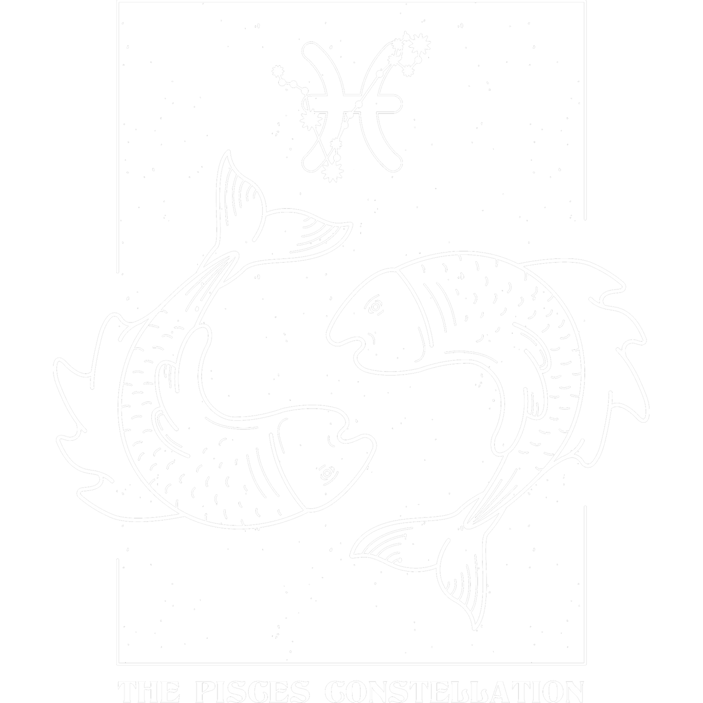 Pisces Constellation Zodiac Art Black and White Poster