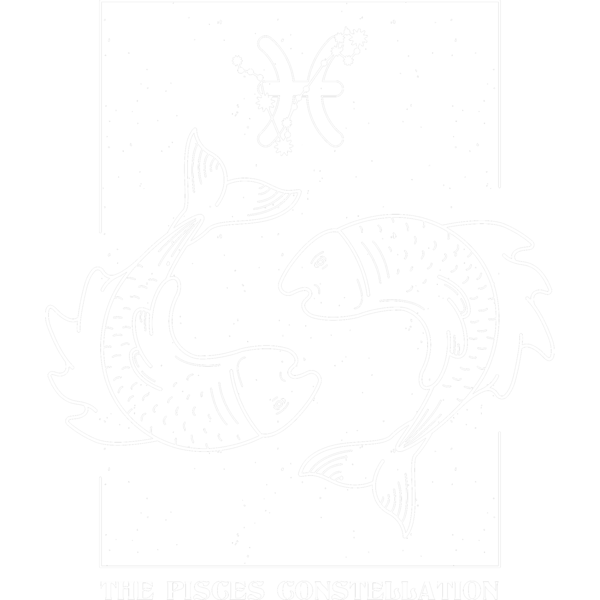 Pisces Constellation Zodiac Art Black and White Poster