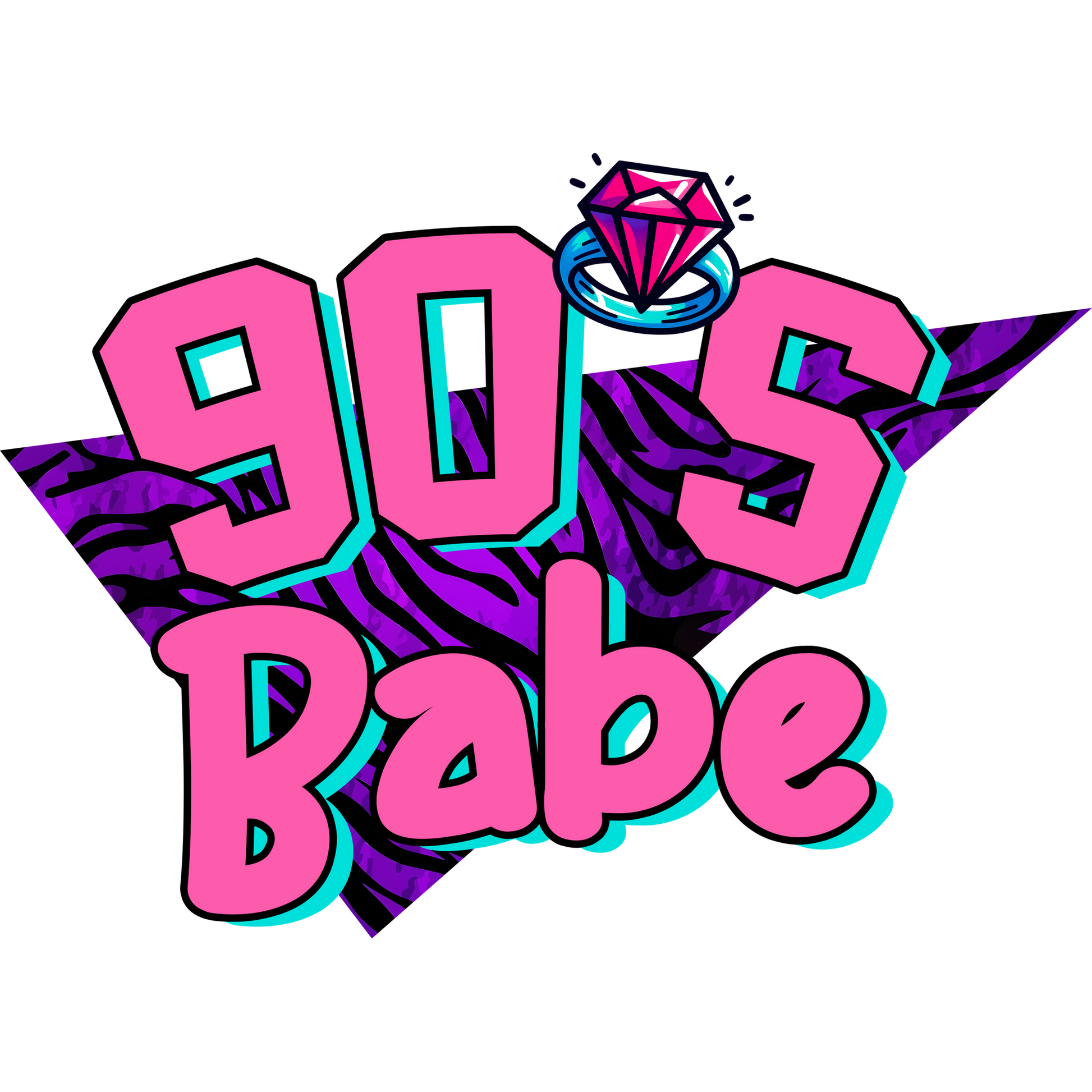 Retro 90s Babe Graphic with Zebra Pattern Design
