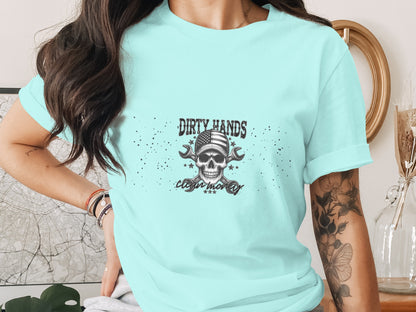 Dirty Hands Clean Money Skull Graphic Tee