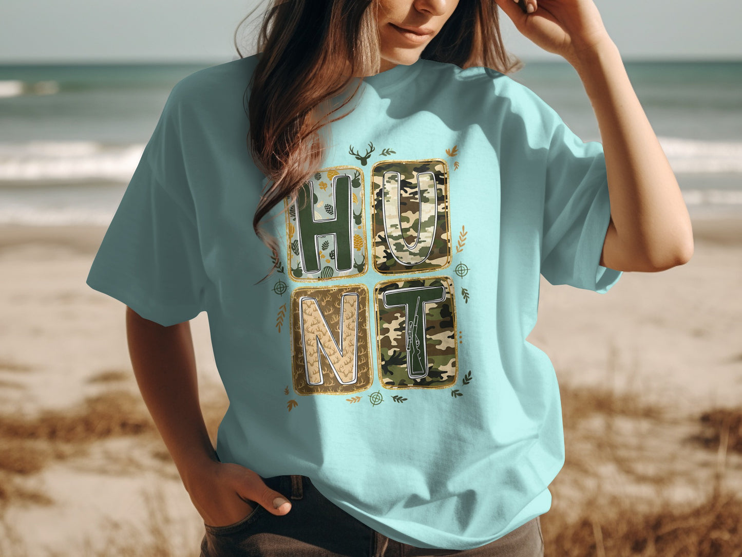 Hunt Design Graphic T-Shirt for Casual Wear