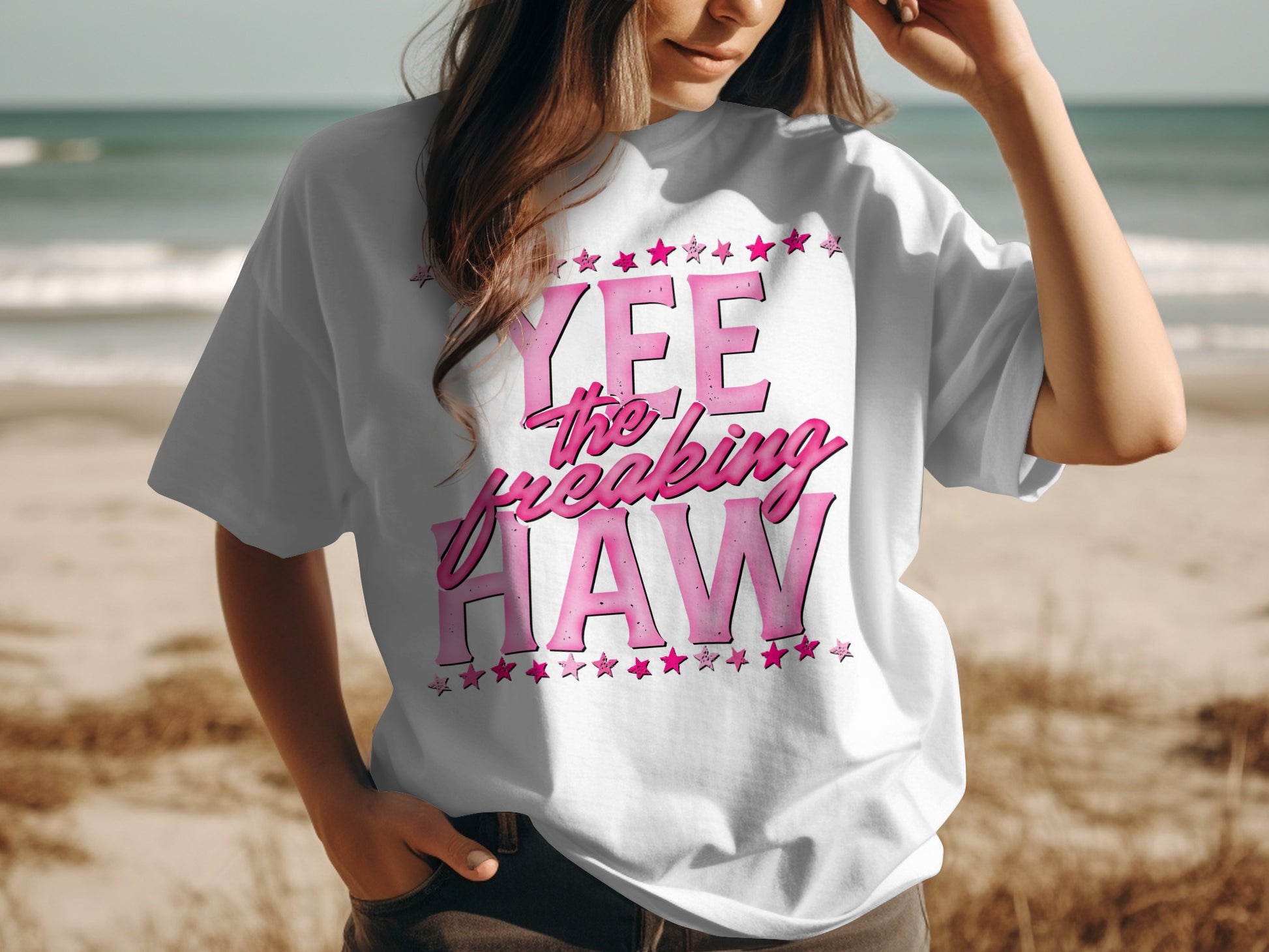 Yee The Freaking Haw Pink Star T-Shirt product