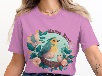 Mama Bird Cute And Colorful Graphic T-Shirt