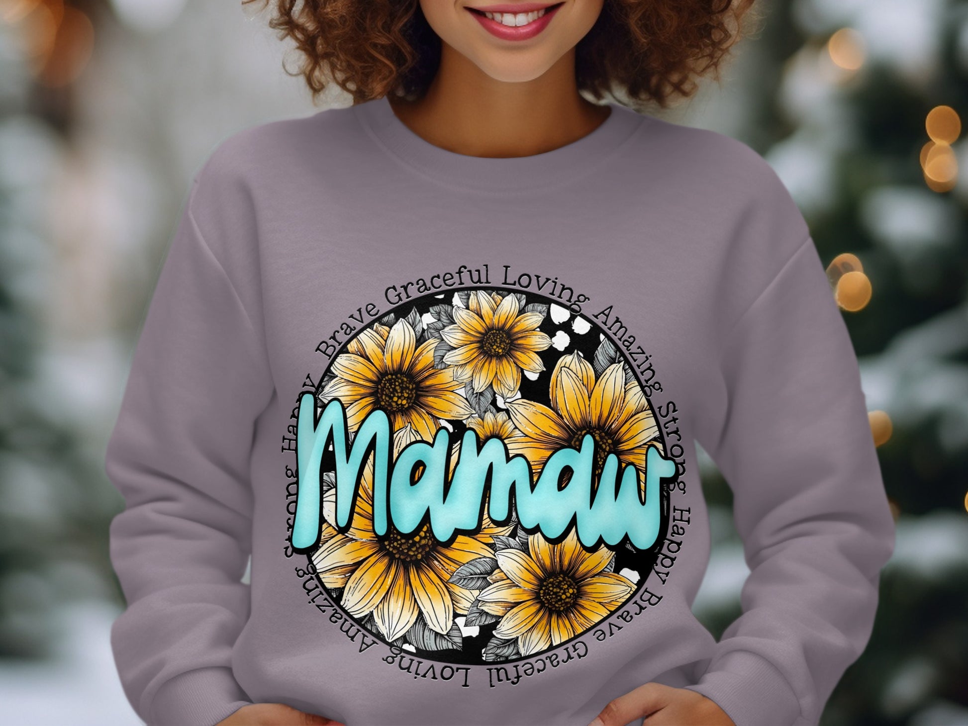 Mamaw Brave Graceful Loving Happy Flower Shirt