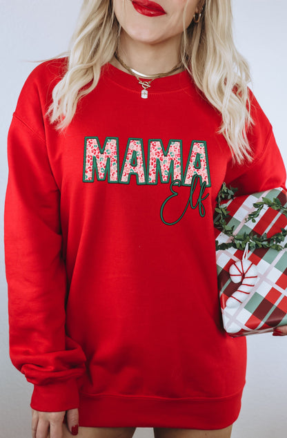 Festive Mama Elf Sweater Perfect for Holiday Season