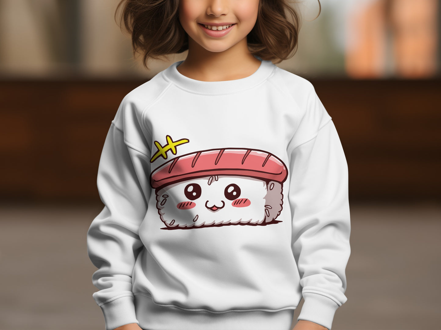 Cute Sushi Cartoon Graphic Long Sleeve Shirt