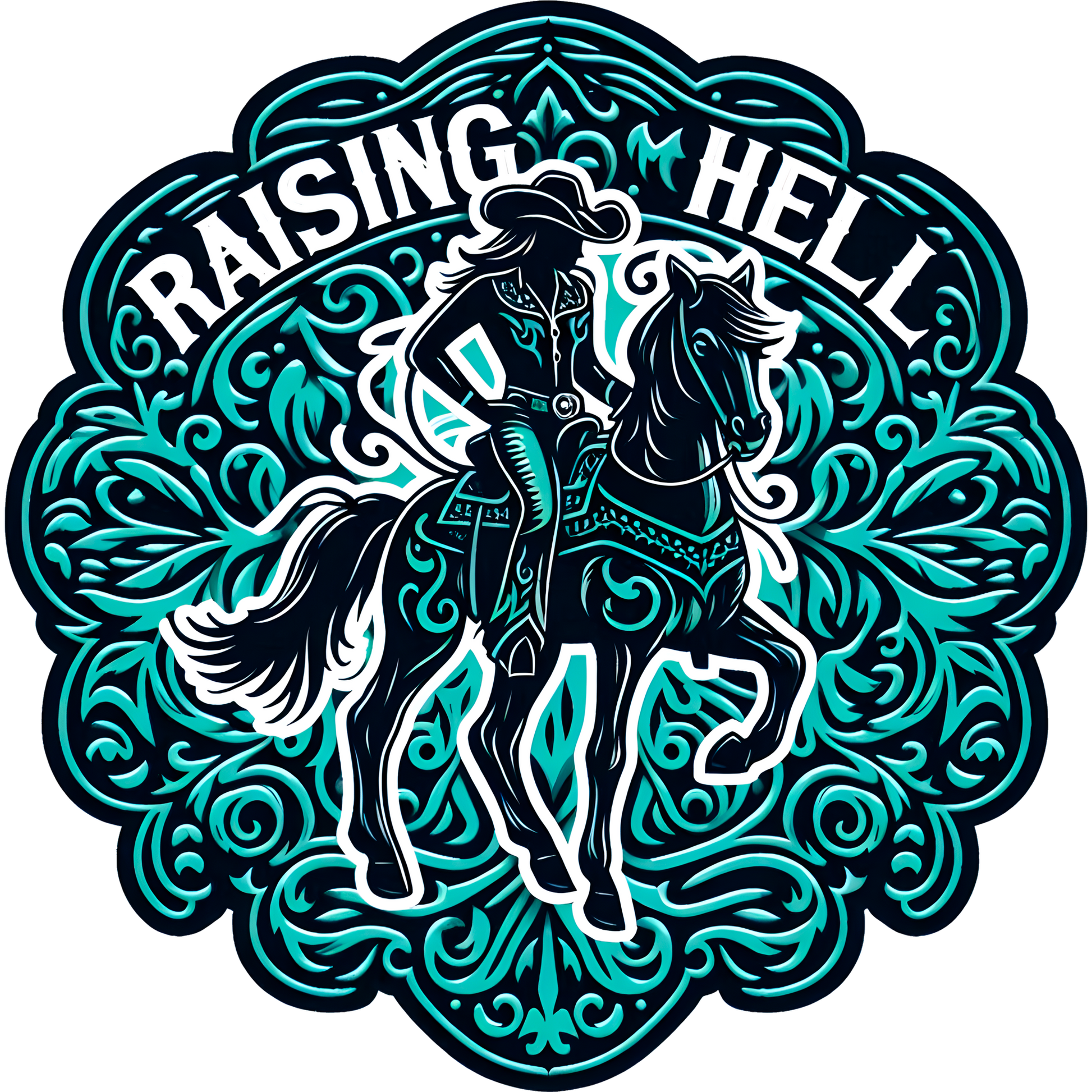 Raising Hell Rodeo Cowboy Riding Horse Art product