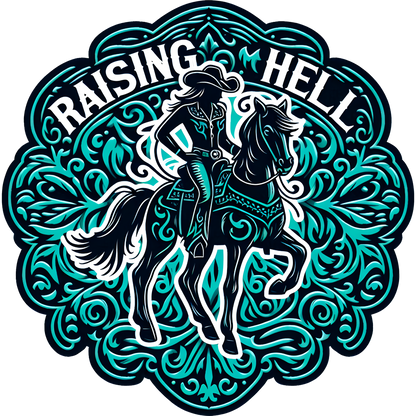 Raising Hell Rodeo Cowboy Riding Horse Art product