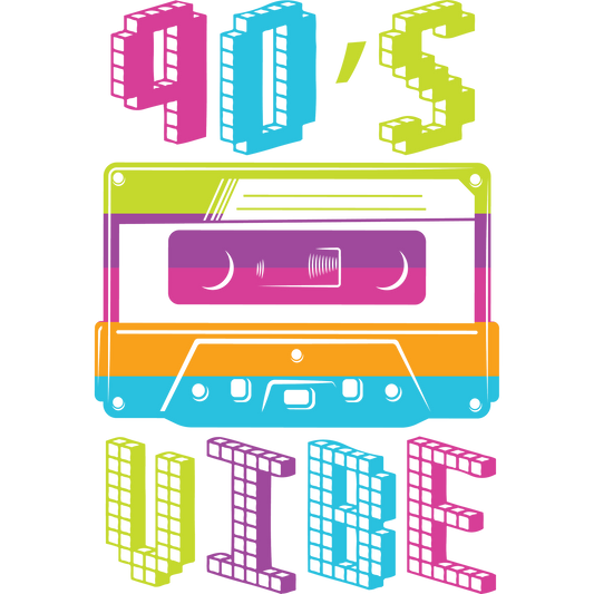 90's Vibe Colorful Retro Cassette Tape Graphic Art