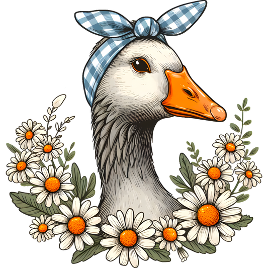 Stylish Goose with Floral Wreath Illustration Art
