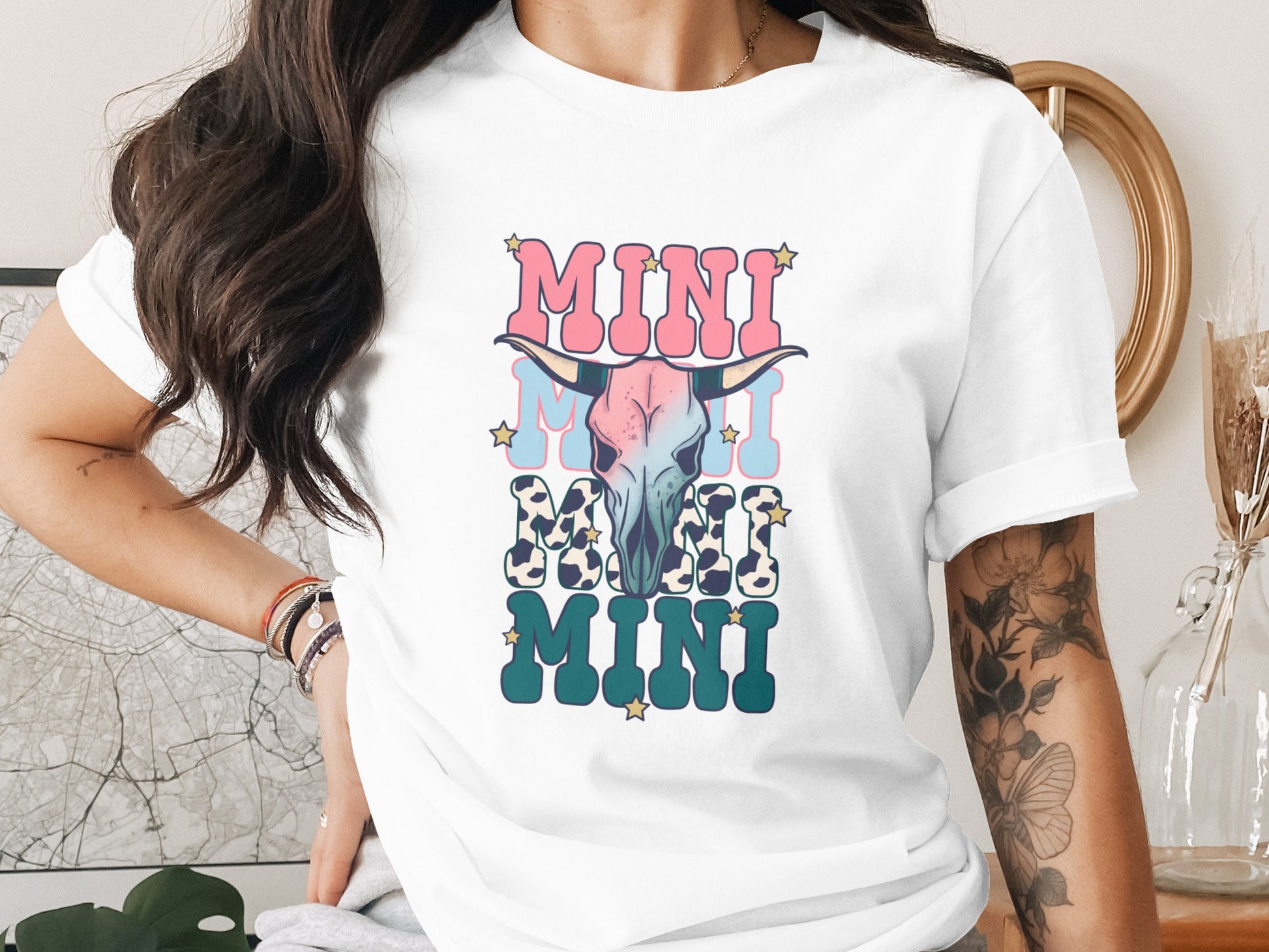 Mini Cow Skull Graphic Print Tee