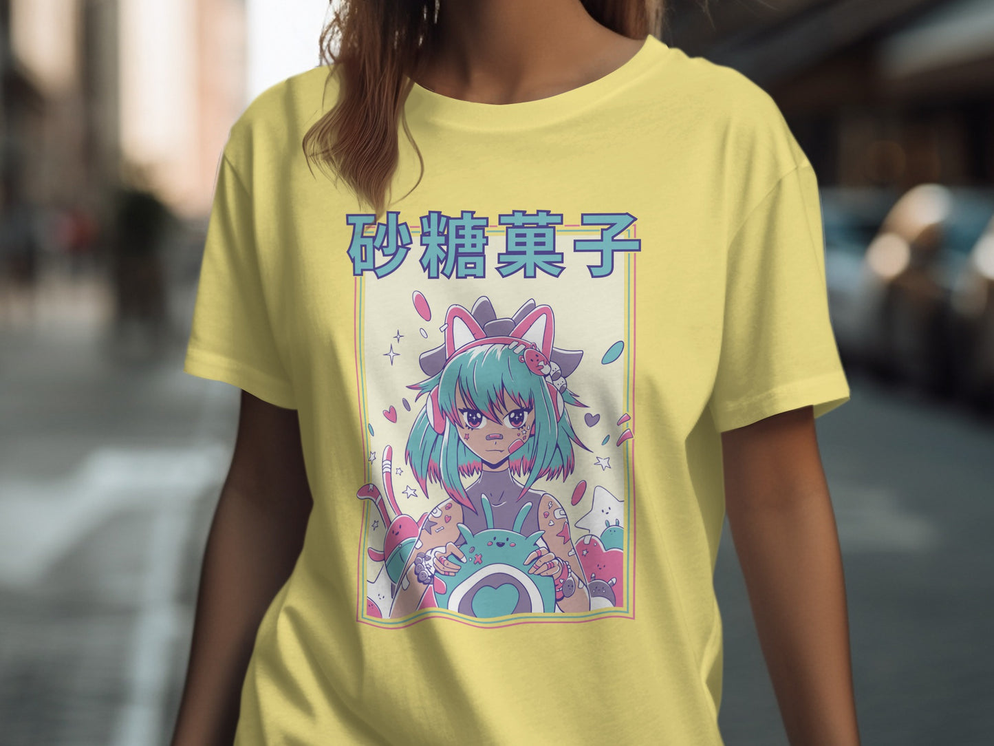 Kawaii Anime Girl Graphic Tee with Cute Design