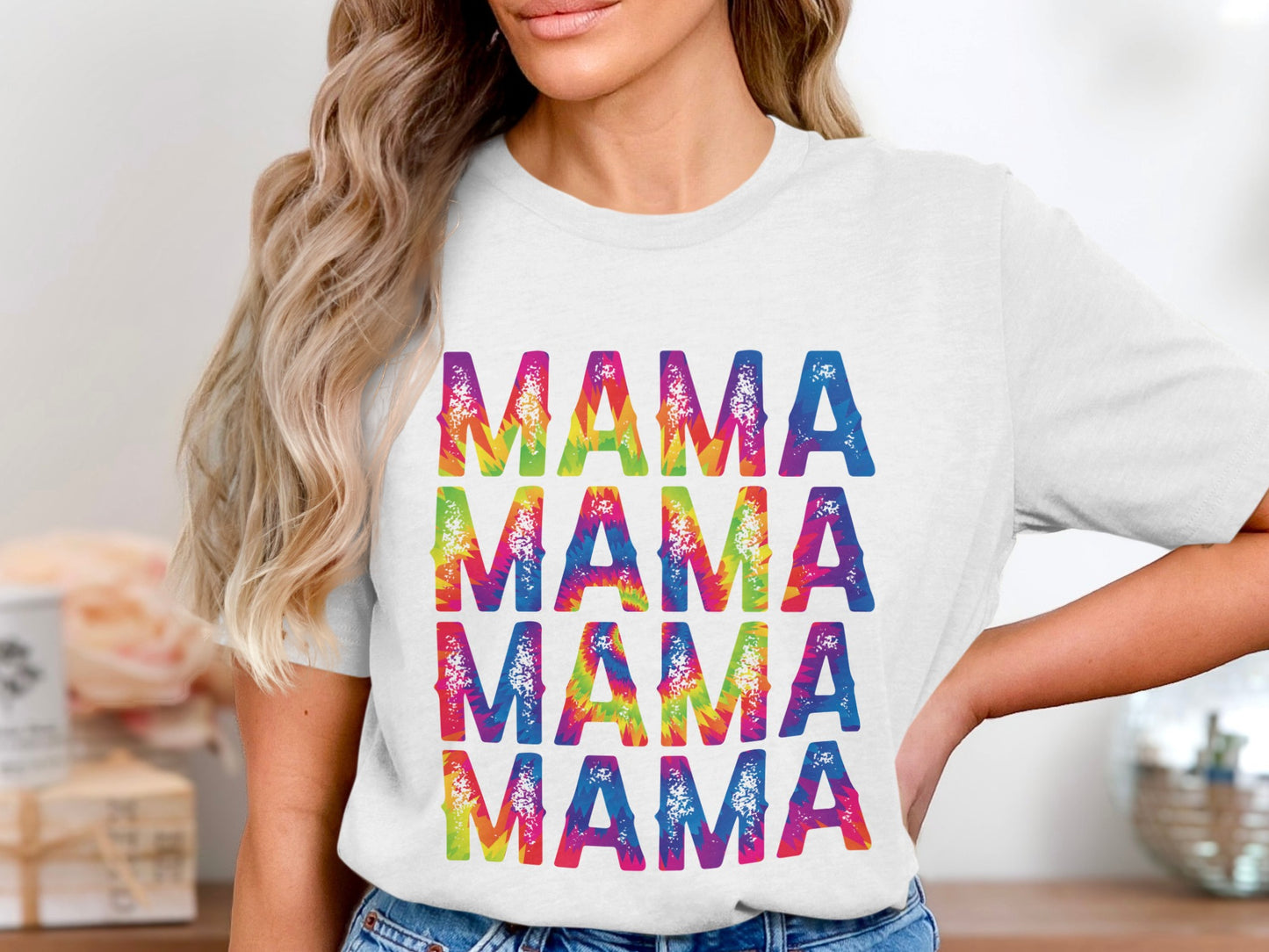 Colorful MAMA Rainbow Graphic T-Shirt