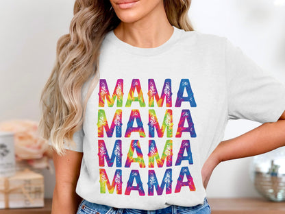 Colorful MAMA Rainbow Graphic T-Shirt