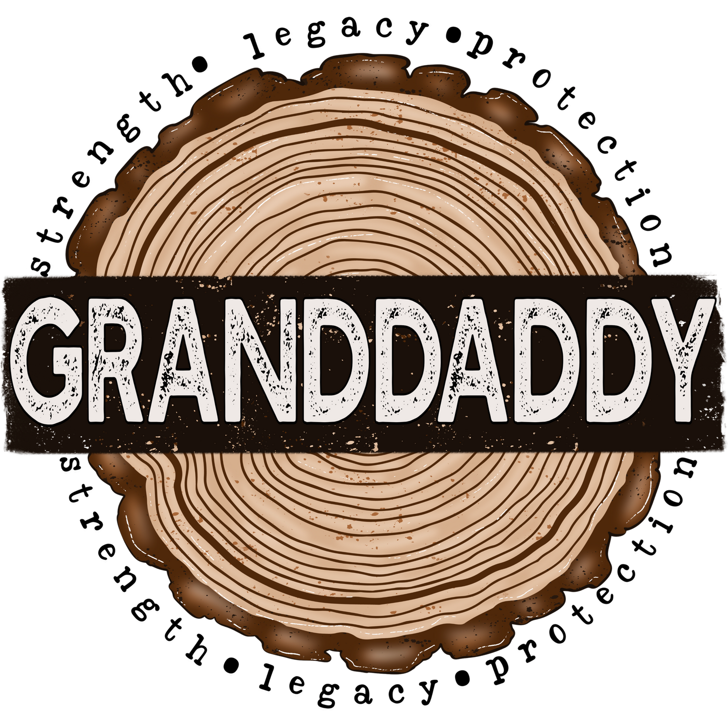 Granddaddy Tree Ring T-Shirt, Strength Legacy Protection Tee, Gift for Grandfather, Grandpa Shirt, Wood Slice DTF Transfer, Ready to Press