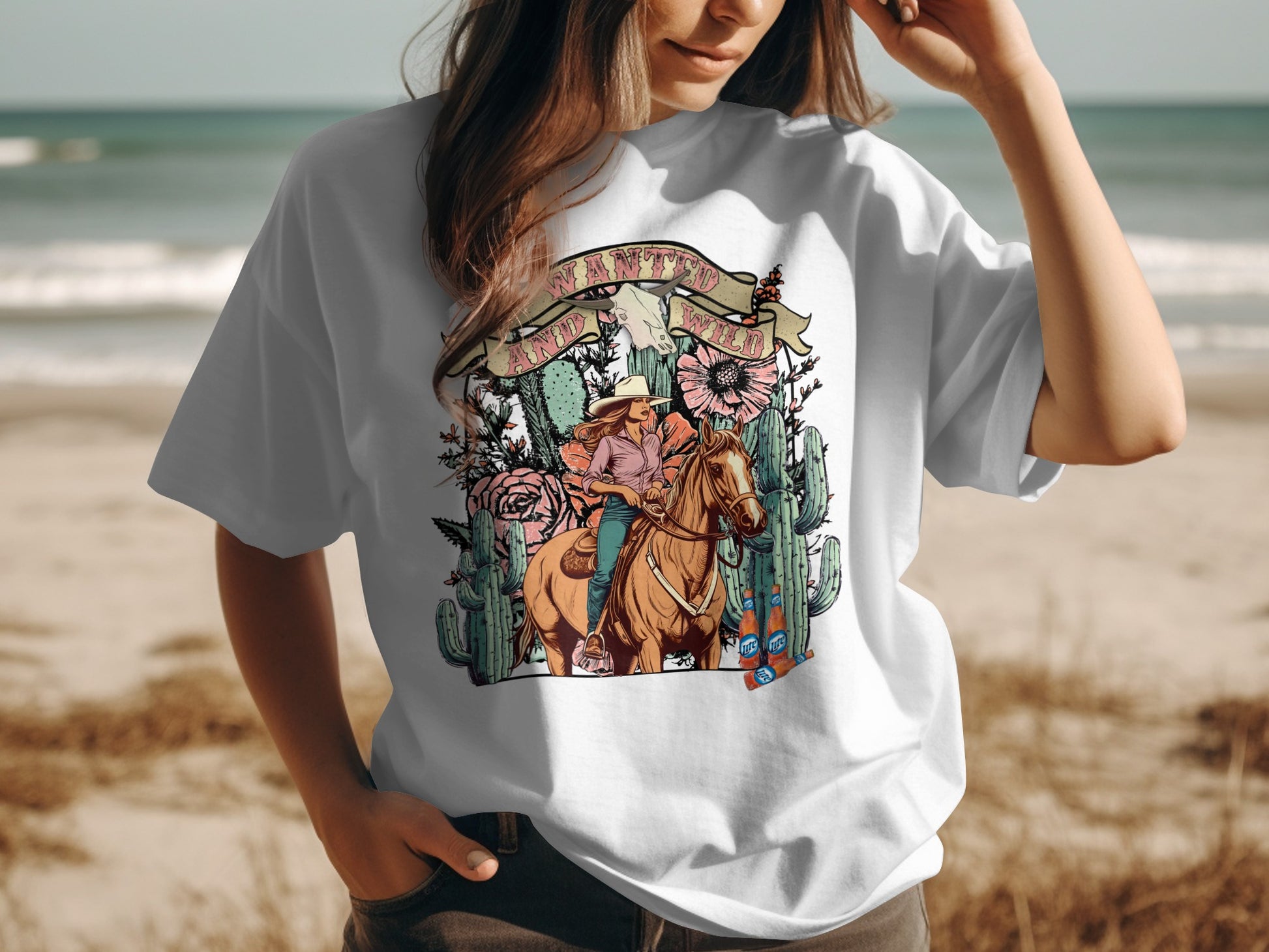 Vintage Western Cowgirl on Horseback Graphic Tee