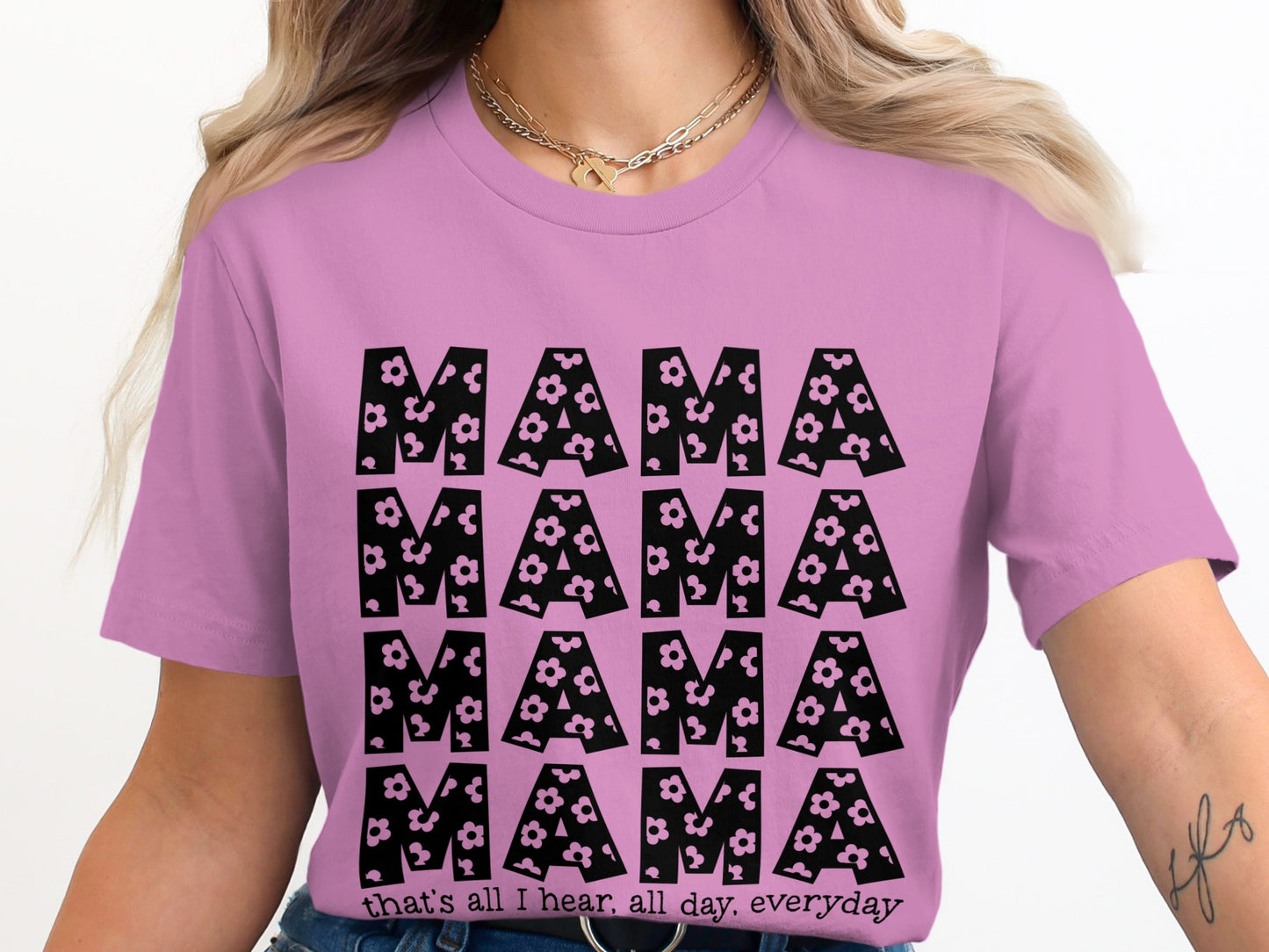 Floral 'MAMA' Graphic Style Casual Wear Top