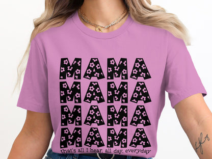 Floral 'MAMA' Graphic Style Casual Wear Top