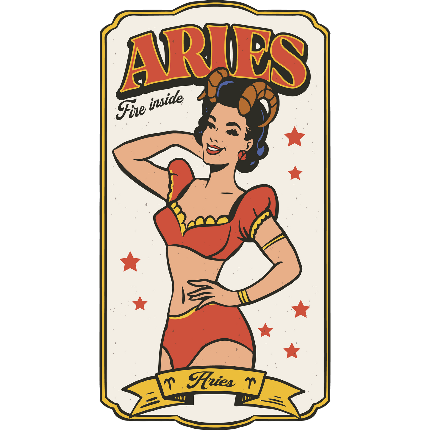 Aries Fire Inside Retro Art Wall Print