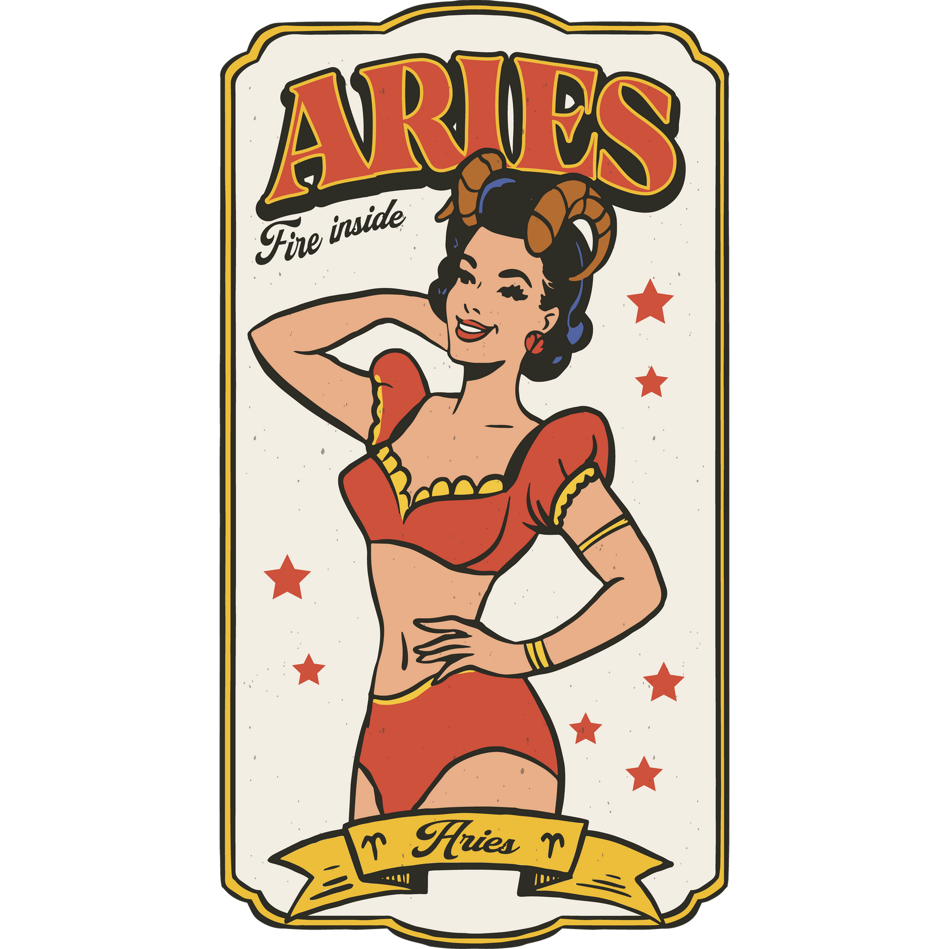Aries Fire Inside Retro Art Wall Print
